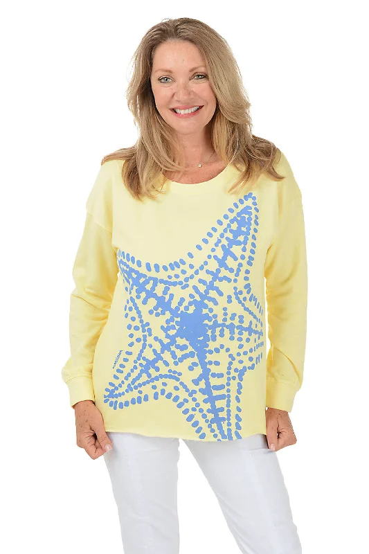 Starfish Drop Shoulder Sweatshirt Hoodie with Front Slit Layering Stylish