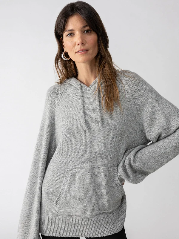 Elevated Layering Hoodie Heather Grey Hoodie with Tied Waist Feminine Flattering