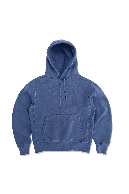 Exclusive Varsity Hoodie - Steel Blue Hoodie with Side Slits Relaxed Casual