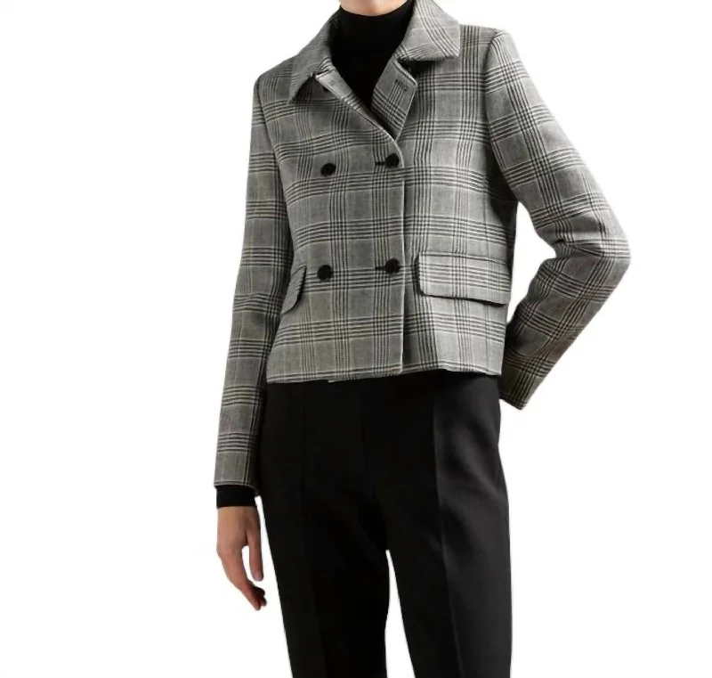 Facella Double Breasted Plaid Jacket In White/black Faux Fur Jacket Real Fur Jacket Shearling Jacket Facella Double Breasted Plaid Jacket In White/black Faux Fur Jacket Real Fur Jacket Shearling Jacket