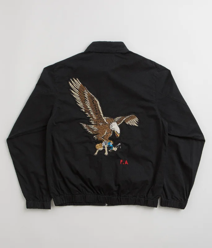 Fucking Awesome Washed Harrington Jacket - Black Front Pockets Side Pockets Patch Pockets Fucking Awesome Washed Harrington Jacket - Black Front Pockets Side Pockets Patch Pockets