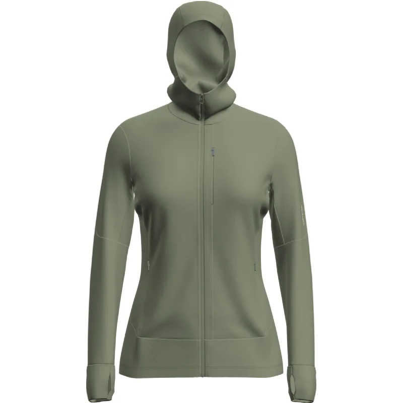 Icebreaker 260 Quantum Womens LS Zip Hoodie Hoodie with Cuffed Sleeves Snug Secure