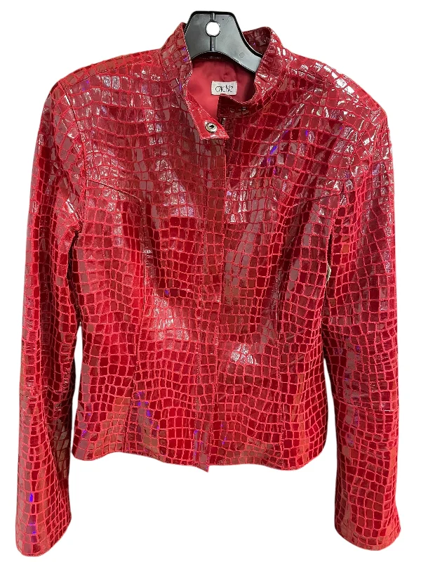 Jacket Leather By Cache In Red, Size: S Tiered Jacket Buttoned Jacket Zippered Jacket Jacket Leather By Cache In Red, Size: S Tiered Jacket Buttoned Jacket Zippered Jacket