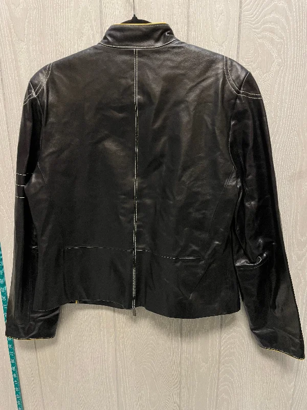 Jacket Leather By COUTURE In Black & Yellow, Size: L Cotton Fabric Linen Fabric Terry Fabric Jacket Leather By COUTURE In Black & Yellow, Size: L Cotton Fabric Linen Fabric Terry Fabric