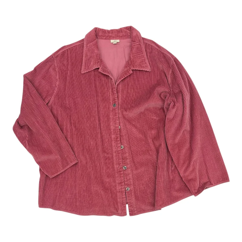 Jacket Shirt By J. Jill In Pink, Size:4X Zippered Jacket Buttoned Jacket Snapped Jacket Jacket Shirt By J. Jill In Pink, Size:4X Zippered Jacket Buttoned Jacket Snapped Jacket