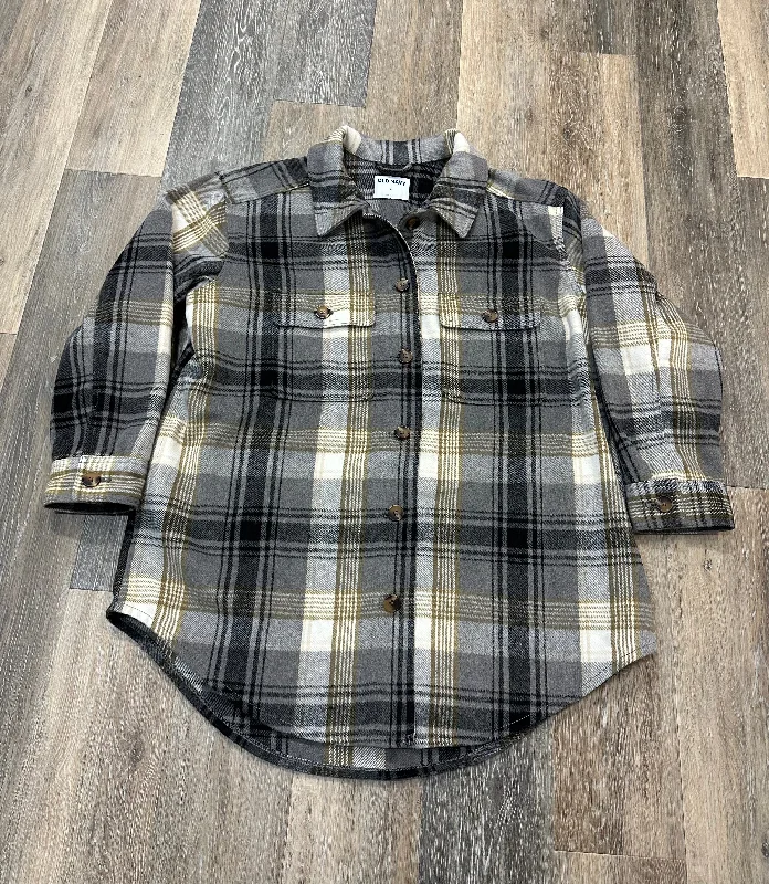 Jacket Shirt By Old Navy In Plaid Pattern, Size: Xl Boat Neck Shawl Collar Notched Collar Jacket Shirt By Old Navy In Plaid Pattern, Size: Xl Boat Neck Shawl Collar Notched Collar