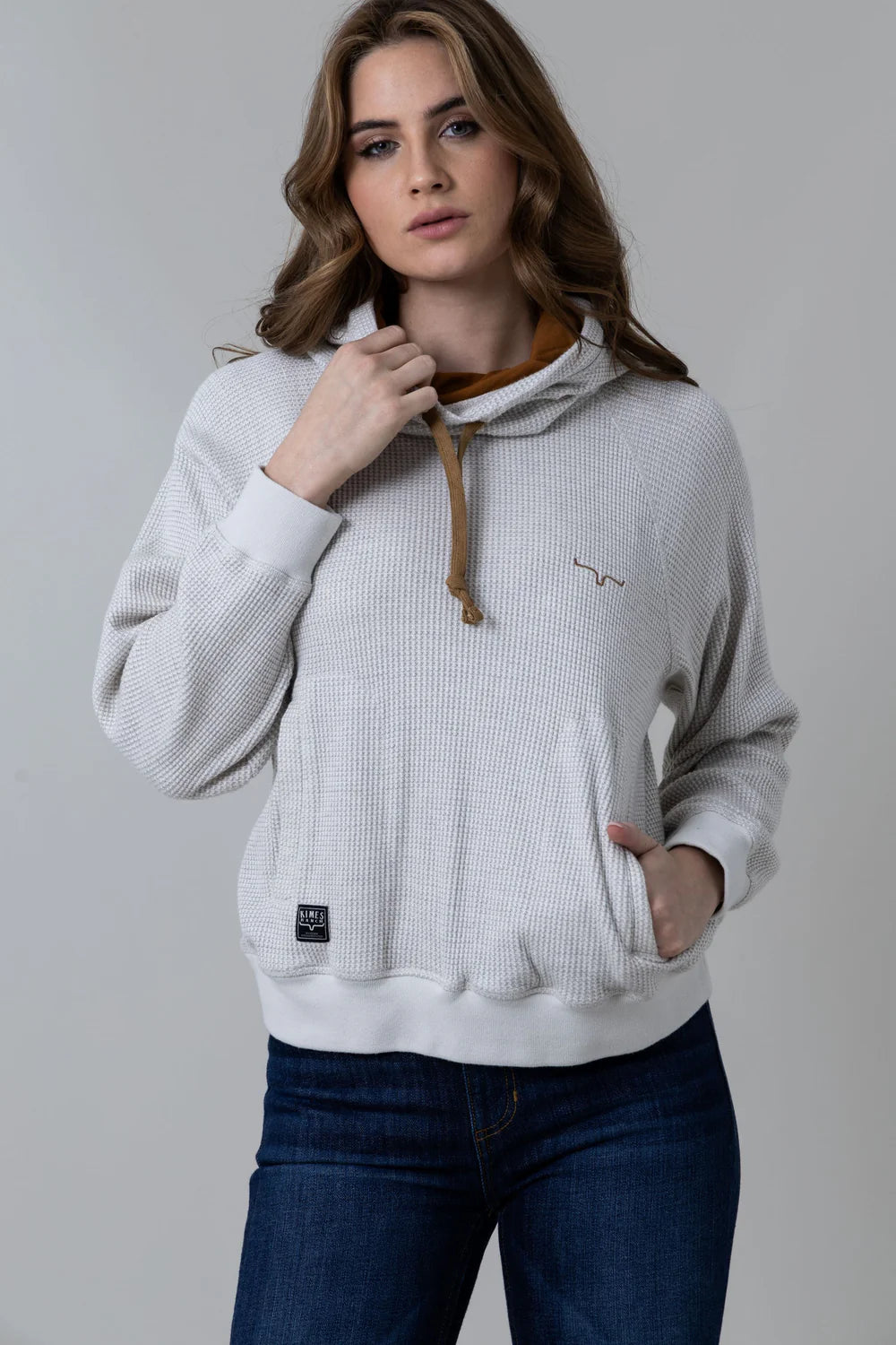 Kimes Ranch Women's Laguna Hoodie in Oatmeal Hoodie with Button Placket Classic Preppy