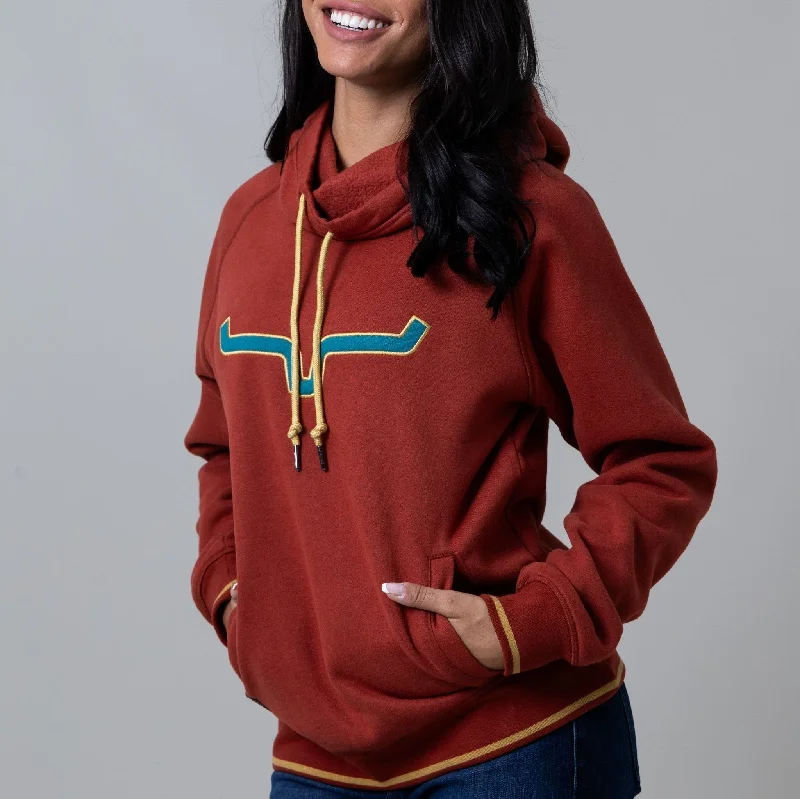 Kimes Ranch Women's Two Scoops Hoodie in Rust Red Hoodie with Typography Text Message