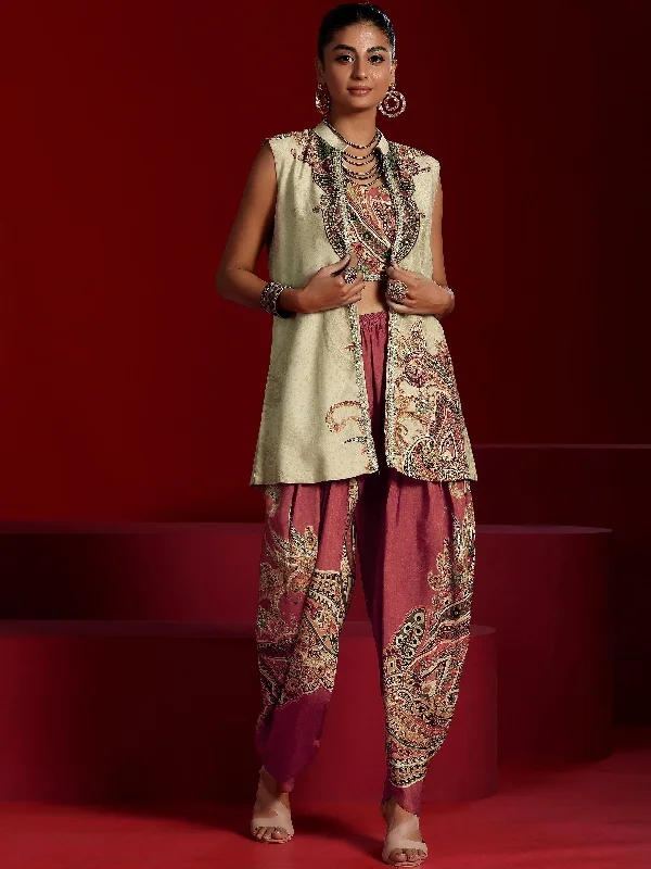Libas Art Brown Printed Silk Blend Co-Ords With Jacket Corduroy Jacket Velvet Jacket Brocade Jacket Libas Art Brown Printed Silk Blend Co-Ords With Jacket Corduroy Jacket Velvet Jacket Brocade Jacket