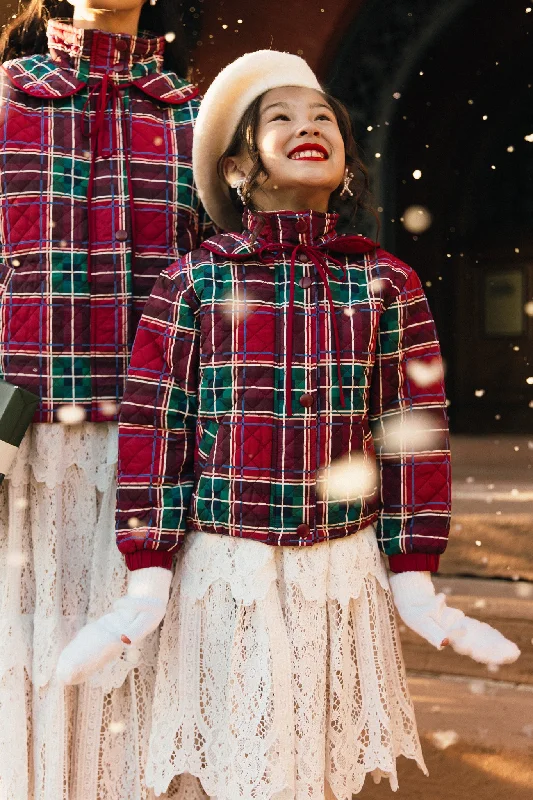 Mini McKenna Quilted Jacket in Holiday Plaid - FINAL SALE Nylon Fabric Polyester Fabric Spandex Fabric Mini McKenna Quilted Jacket in Holiday Plaid - FINAL SALE Nylon Fabric Polyester Fabric Spandex Fabric