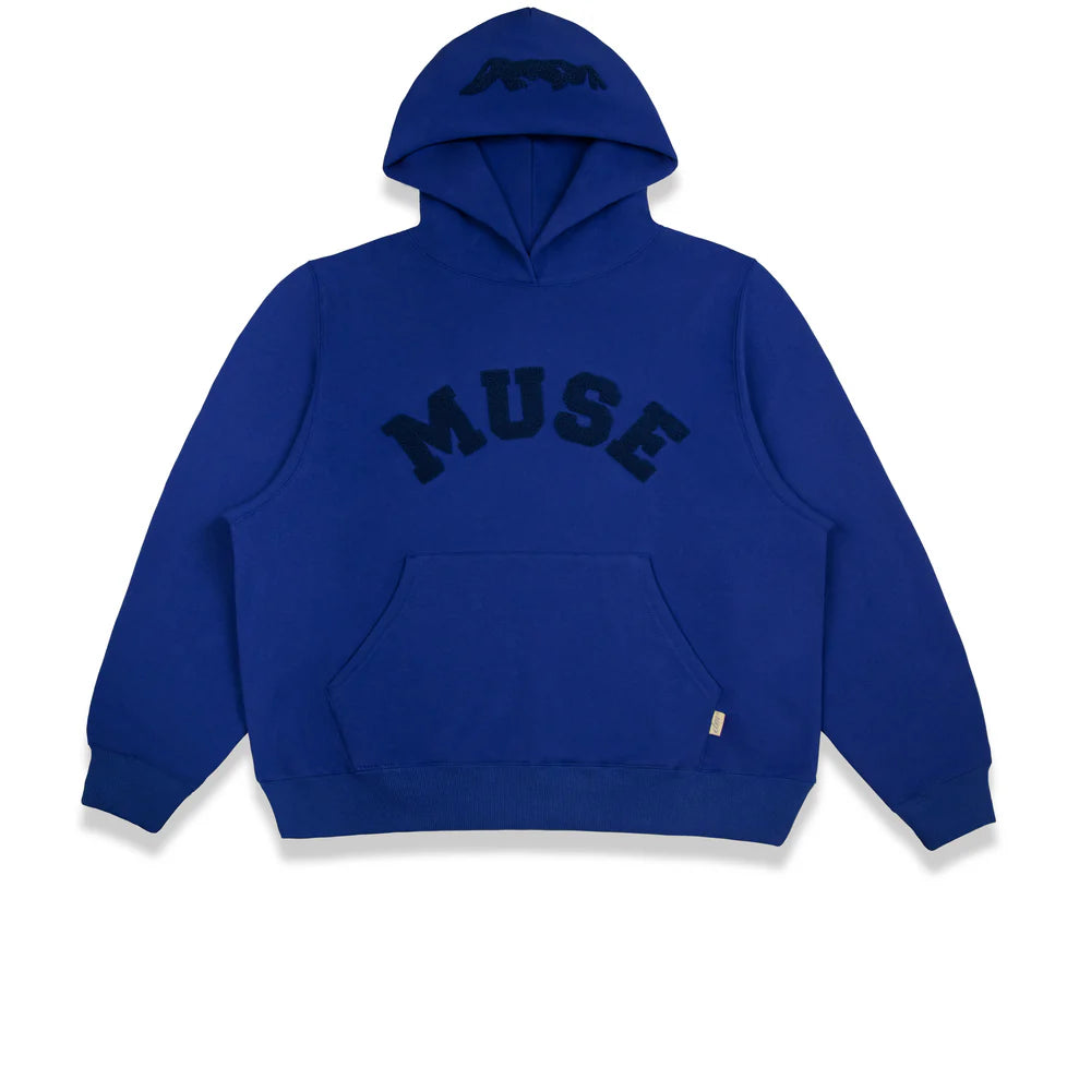 Muse Heavyweight Chenille Hoodie Blueberry Hoodie with Frayed Bohemian Relaxed