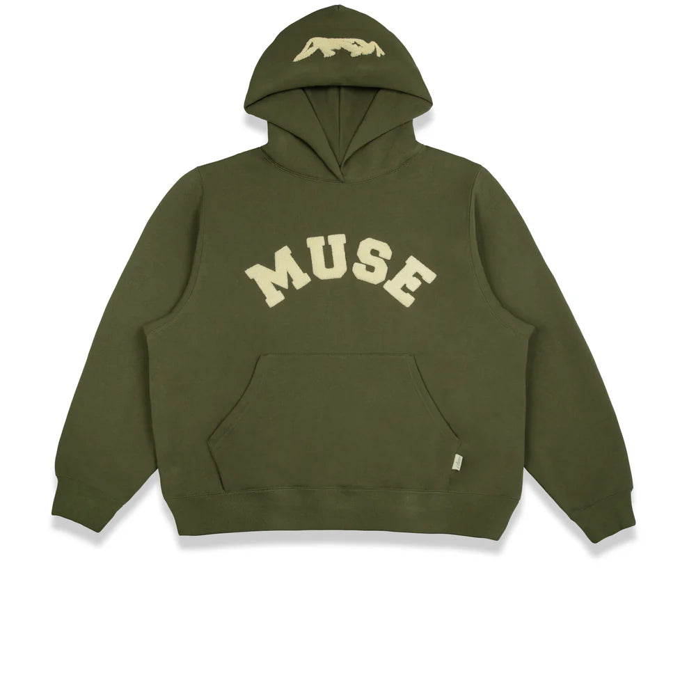 Muse Heavyweight Chenille Hoodie Moss Hoodie with Raw Hem Edgy Unfinished