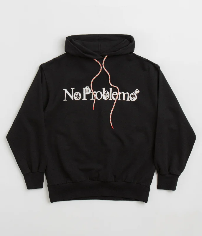 No Problemo Funghi Problemo Hoodie - Black Hoodie with Contrast Stitching Detailed Premium