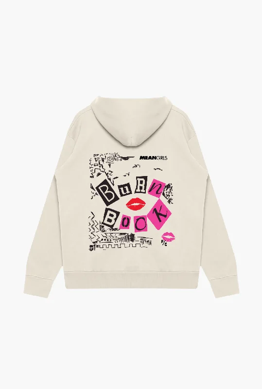 P/C x Mean Girls Burn Book Heavyweight Hoodie - Ivory Hoodie with Elastic Cuffs Stretchable Comfortable