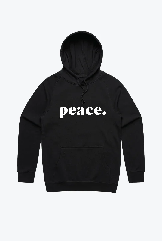 Peace Embroidered Hoodie - Black Hoodie with Emblem Brand Identity