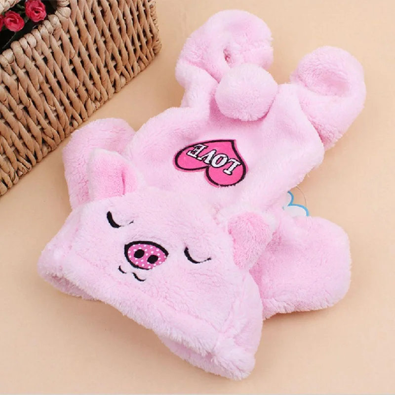 Maxbell Maxbell Pet Dog Sweater Puppy Velvet Hoodie Winter Jumpsuit Outwear Pink Pig S Oversized Hoodie Comfort Casual