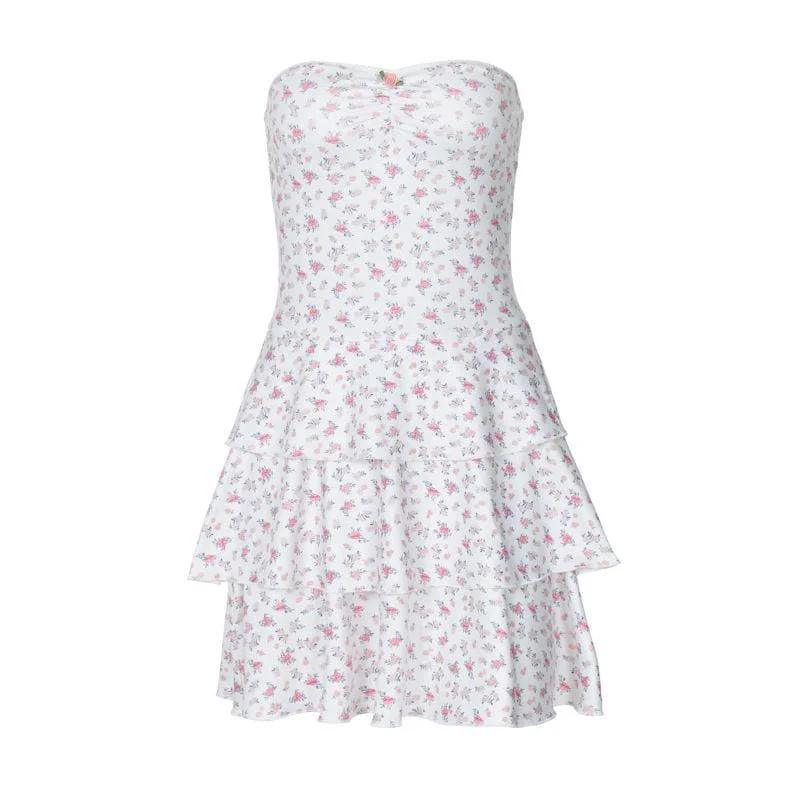 Print sweetheart neck rose applique ruched tube mini dress Fashionable Lace Mini Dress Print sweetheart neck rose applique ruched tube mini dress Fashionable Lace Mini Dress