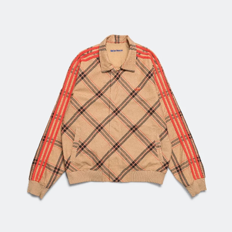 Reversible Harrington Jacket x Wales Bonner - Check Jacquard WB One-Shoulder Jacket Off-the-Shoulder Jacket Asymmetrical Jacket Reversible Harrington Jacket x Wales Bonner - Check Jacquard WB One-Shoulder Jacket Off-the-Shoulder Jacket Asymmetrical Jacket