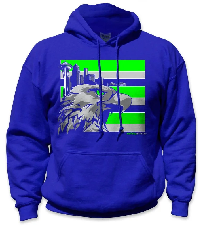 SafetyShirtz Throwback Seattle Hi-Vis Stripe Hoodie Hoodie with Emblem Brand Identity