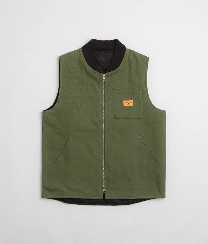 Service Works Padded Work Vest Jacket - Olive Fleece Fabric Down Fabric Feather Fabric Service Works Padded Work Vest Jacket - Olive Fleece Fabric Down Fabric Feather Fabric