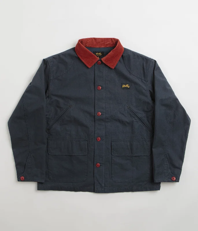 Stan Ray Hunters Jacket - Navy Half Panama Denim Fabric Leather Fabric Suede Fabric Stan Ray Hunters Jacket - Navy Half Panama Denim Fabric Leather Fabric Suede Fabric