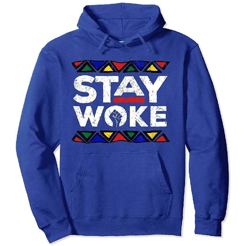 Stay Woke Black Hoodie Hoodie with Metallic Shiny Futuristic