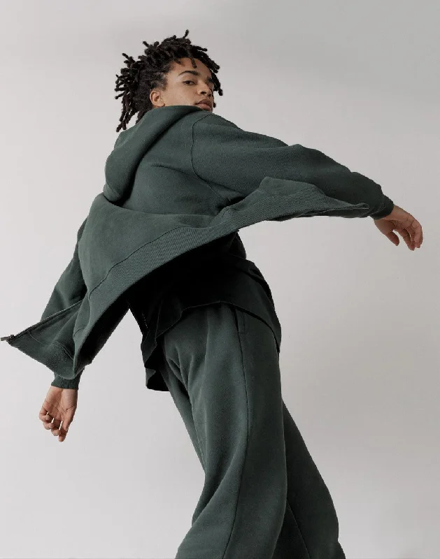 The Oversized Zip Hoodie in Earth Green Hoodie with Zipper Versatile Modern