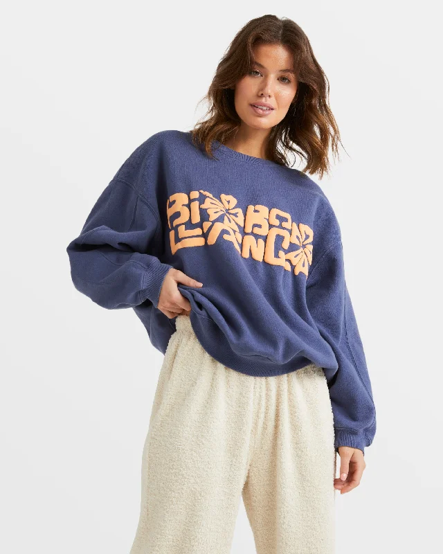 Tiki Vibes Kendall Sweatshirt - Blue Surf Hoodie with Hem Contrast Bold Stylish