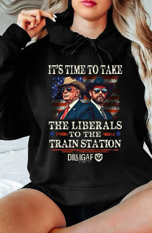 Train Station Ladies Pullover Hoodie Hoodie with Turtle Neck Cozy Winter