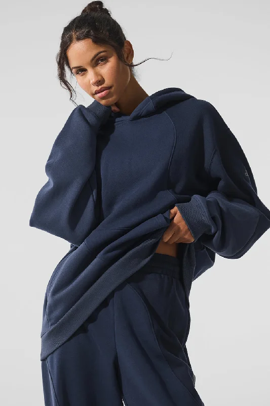 Make Waves Hoodie - Navy Tonal Hoodie with Monochrome Minimalist Simple