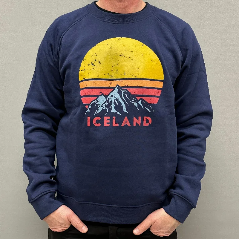 Unisex Sweatshirt- Iceland Sun - Navy Hoodie Dress Longline Feminine