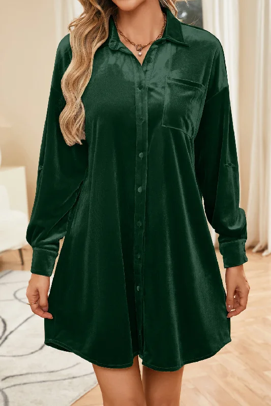Blue Zone Planet | Velvet Collared Neck Long Sleeve Mini Dress Trendy Bodycon Mini Dress Blue Zone Planet | Velvet Collared Neck Long Sleeve Mini Dress Trendy Bodycon Mini Dress