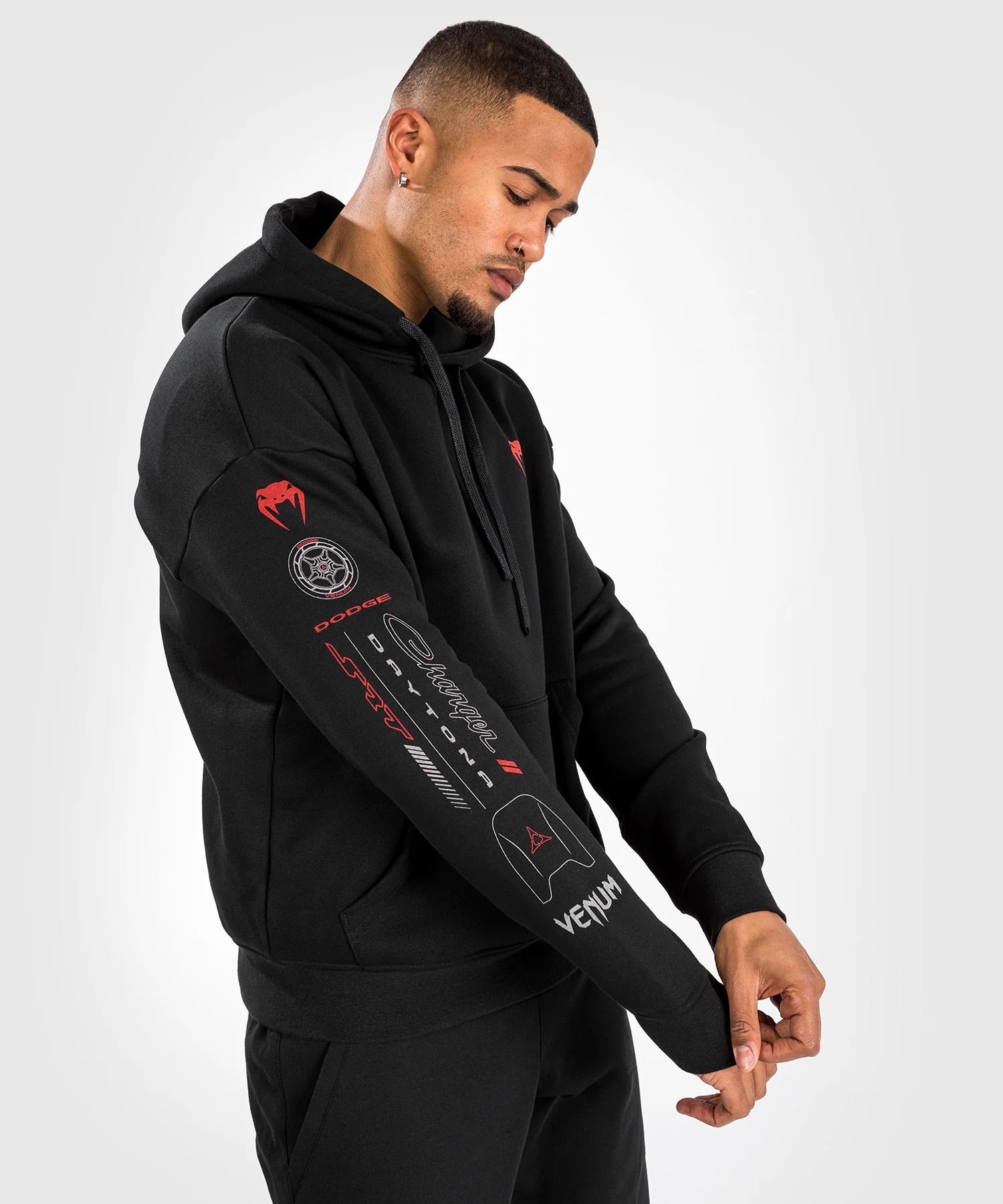 Venum-05124-001 x Dodge Banshee Unisex Pullover Hoodie Size S/M Black Hoodie with Relaxed Fit Easy Casual