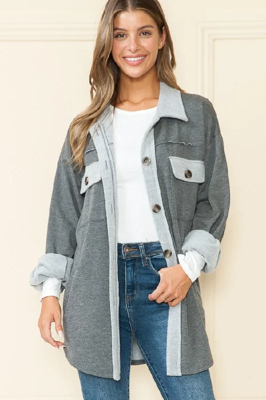 VINTAGE GREY BUTTON-UP FRONT FLAP POCKET JACKET RJT5875-FB3 Denim Jacket Leather Jacket Suede Jacket VINTAGE GREY BUTTON-UP FRONT FLAP POCKET JACKET RJT5875-FB3 Denim Jacket Leather Jacket Suede Jacket