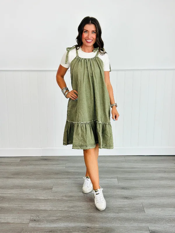 Washed Light Olive Tie Shoulder Mini Dress (Reg. and Plus) Cozy Wraparound Mini Dress Washed Light Olive Tie Shoulder Mini Dress (Reg. and Plus) Cozy Wraparound Mini Dress