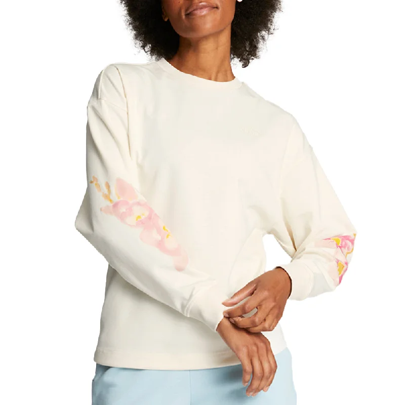 Watercolor Floral Crew Neck Long Sleeve Sweatshirt Hoodie with Hem Contrast Bold Stylish