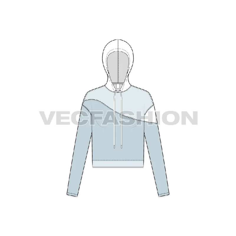 Women's Crop Hoodie Fashion Sketch Template Hoodie with Neon Bright Vibrant