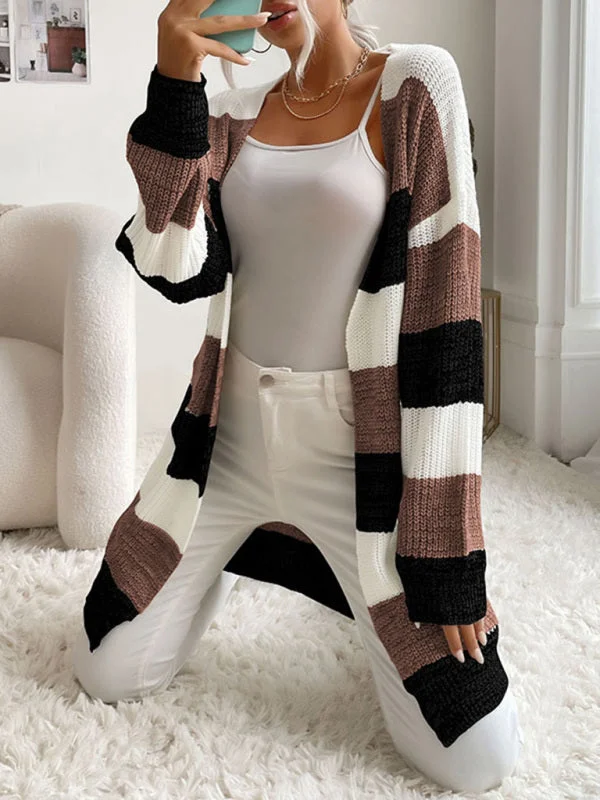 Women's Fashion New Arrival Long Buttonless Colorblock Sweater Jacket Wool Fabric Cashmere Fabric Tweed Fabric Women's Fashion New Arrival Long Buttonless Colorblock Sweater Jacket Wool Fabric Cashmere Fabric Tweed Fabric