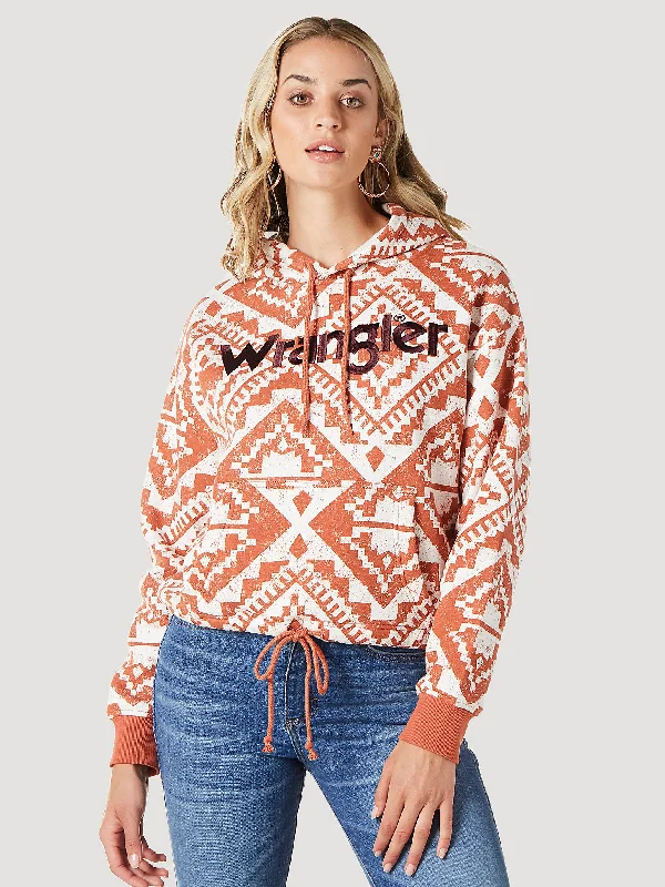 Women's Wrangler Bold Logo Cinched Hoodie In Ginger Spice Hoodie with Cropped Fit Short Trendy