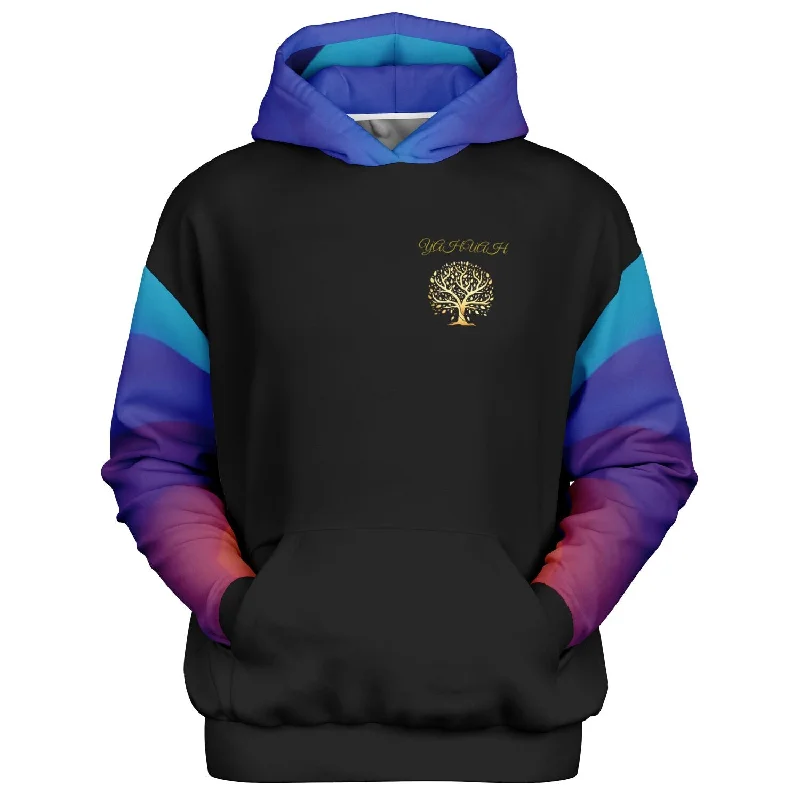 Yahuah-Tree of Life 01 Royal Designer Heavyweight Oversized Unisex Fleece Lined Pullover Hoodie Hoodie with Batwing Sleeves Loose Dramatic