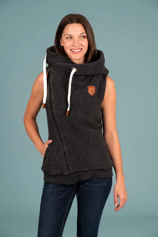 Zoe Sherpa Carbon Hoodie Vest Hoodie with Raglan Sleeves Sporty Comfortable