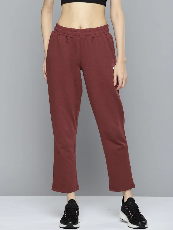 Alcis Women Maroon Solid Track Pant Elegant Wool Trousers