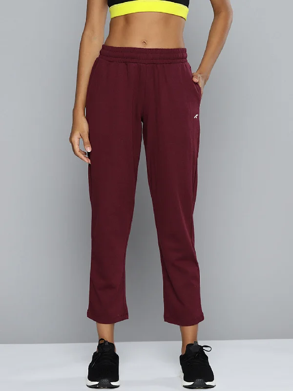 ALCIS Women Maroon Solid Track Pants Soft Stretch Leggings