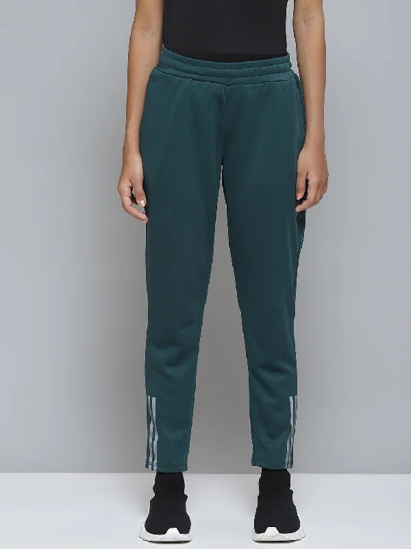 Alcis Women Teal Green Solid Track Pants Trendy Velvet Pants