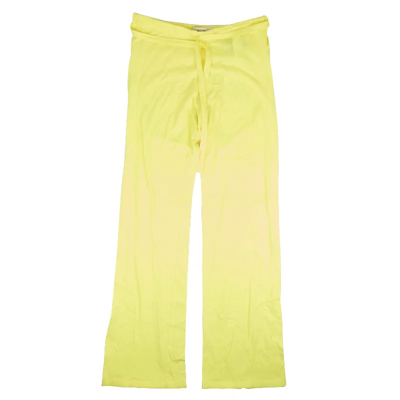 A_PLAN_APPLICATION Neon Yellow Cotton Belted Pants Fashionable Track Pants