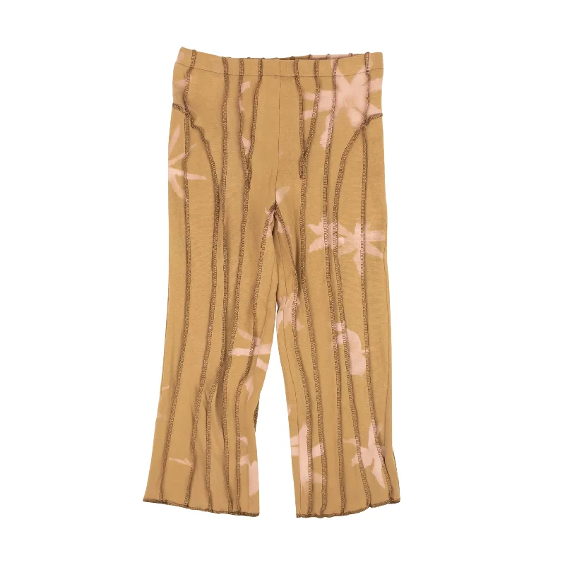 HELENAMANZANO BEIGE WITH PINK 3D STRIPE PANTS Warm Wool Trousers