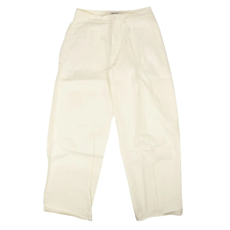 AMBUSH White Linen Blend High Waist Wide Tapered Pants Modern Skinny Pants