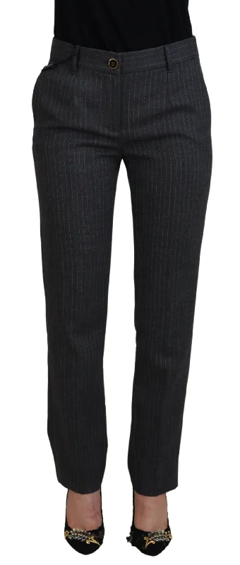 Dolce & Gabbana  Women's Gray Pinstripe Pants Classic Chino Pants