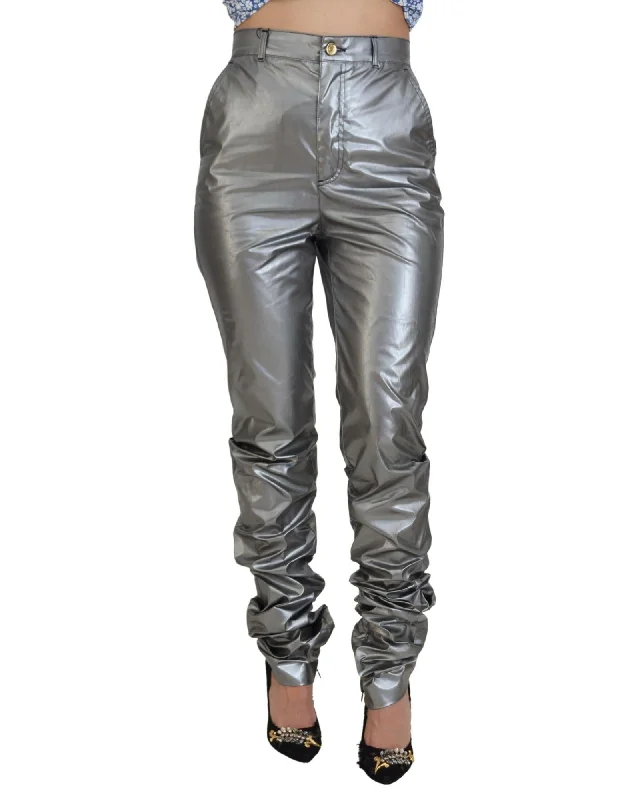 Dolce & Gabbana  Silver Stretch Pants Comfortable Wide-Leg Pants