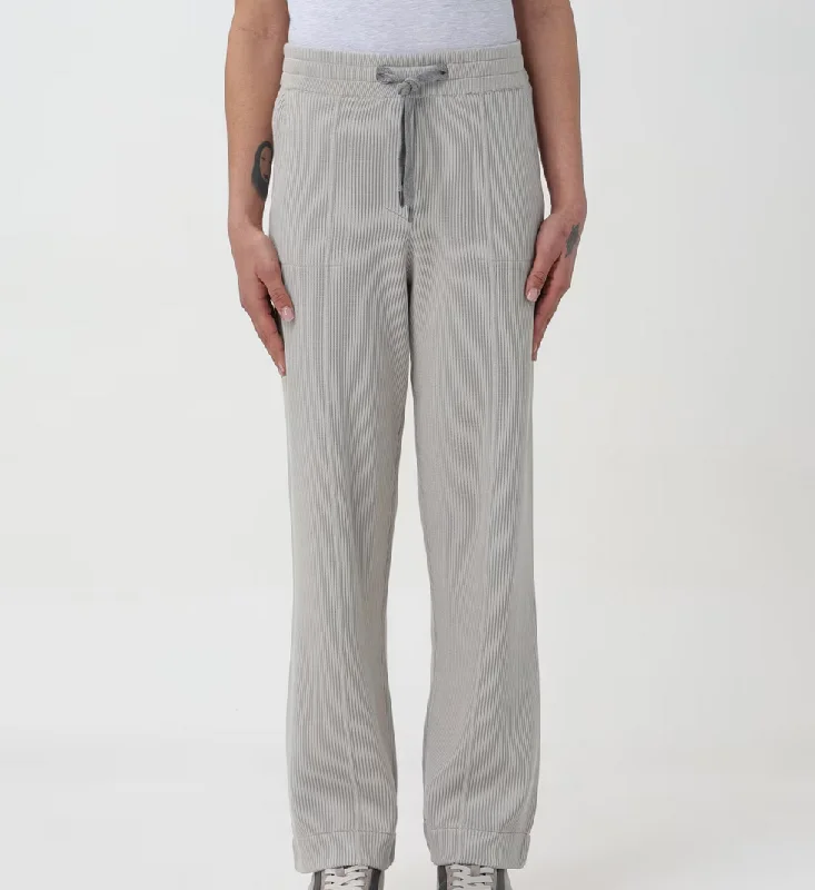 Brunello Cucinelli Women's Knit Pants In White Cozy Full-Length Pants